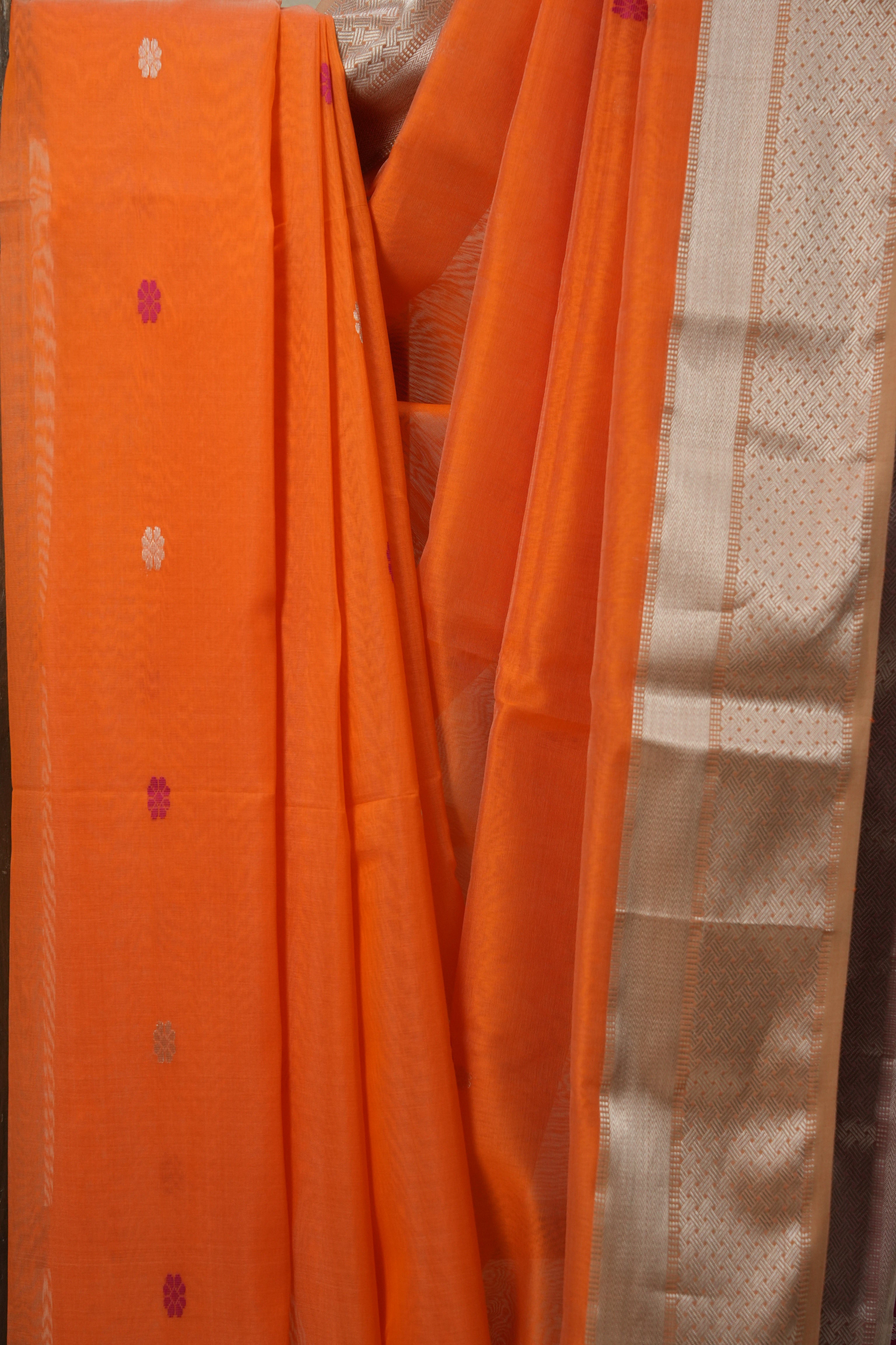 Orange Maheshwari Saree - SROMS621