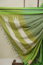 Green Stripes Cotton Ilkal Saree - SRGSCIS996