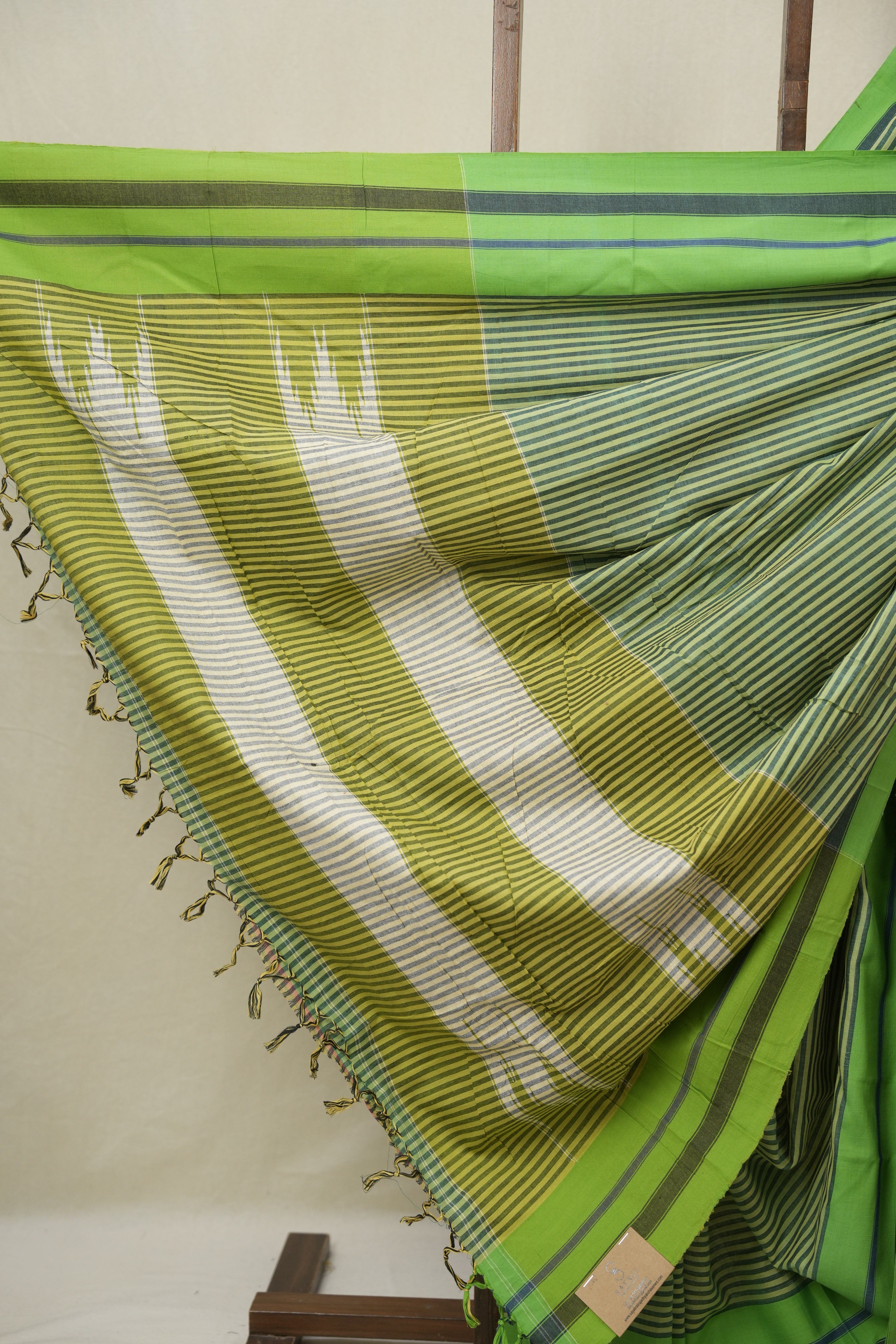 Green Stripes Cotton Ilkal Saree - SRGSCIS996
