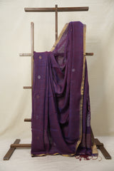 Purple Linen Jamdani Saree -SRPLJS480