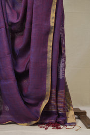 Purple Linen Jamdani Saree -SRPLJS480