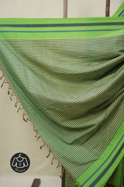 Green Stripes Cotton Ilkal Saree - SRGSCIS996
