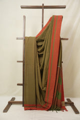 Brown Cotton Ilkal Saree - SRBCIS997