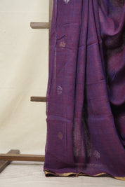 Purple Linen Jamdani Saree -SRPLJS480