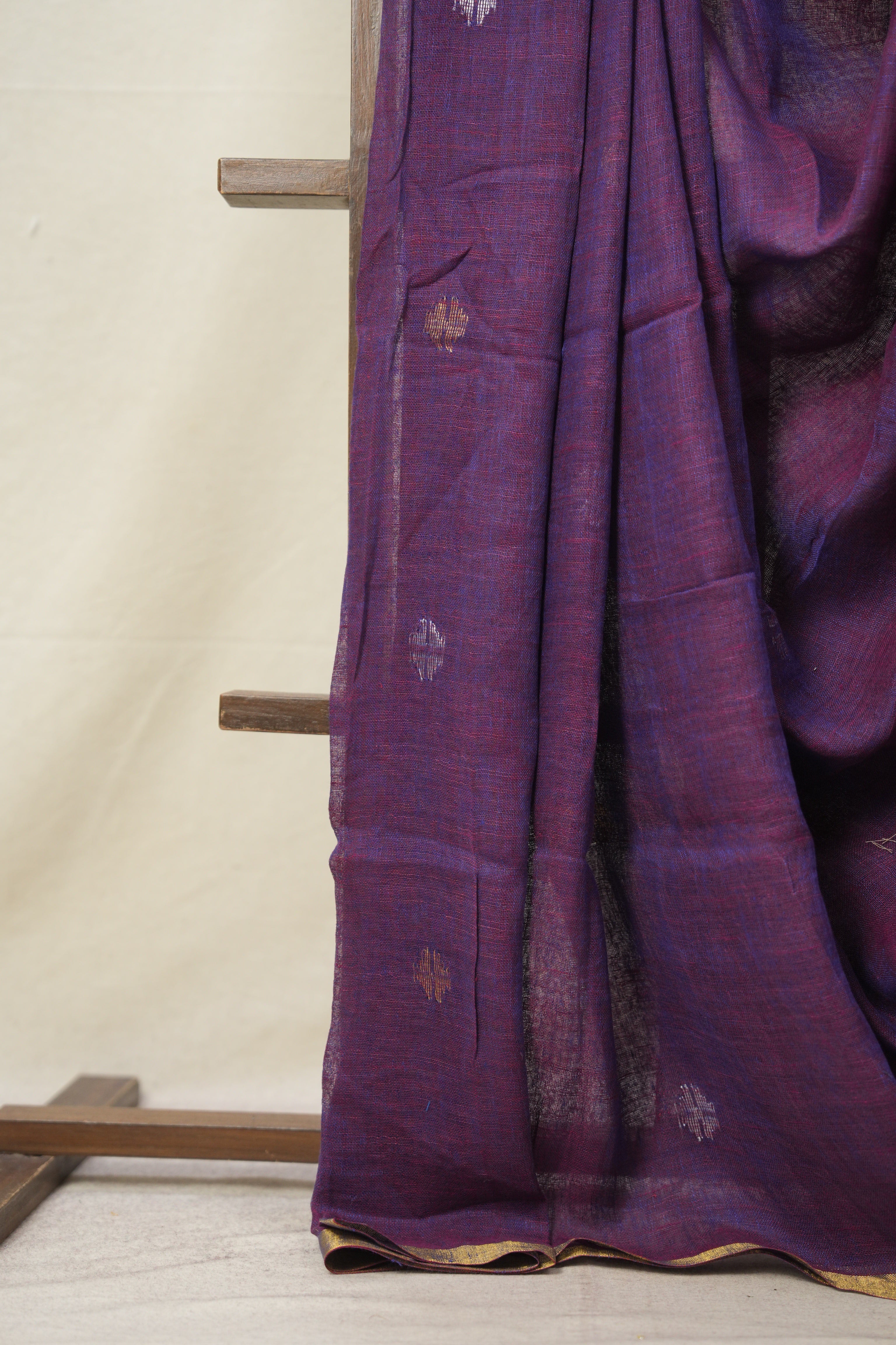 Purple Linen Jamdani Saree -SRPLJS480
