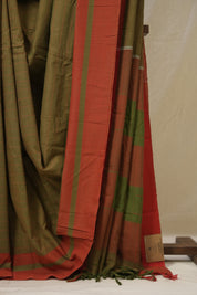 Brown Cotton Ilkal Saree - SRBCIS997