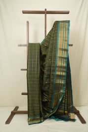 Moss Green Gadwal Cotton Silk Saree - SRMGGCSS202