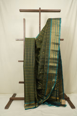 Moss Green Gadwal Cotton Silk Saree - SRMGGCSS202
