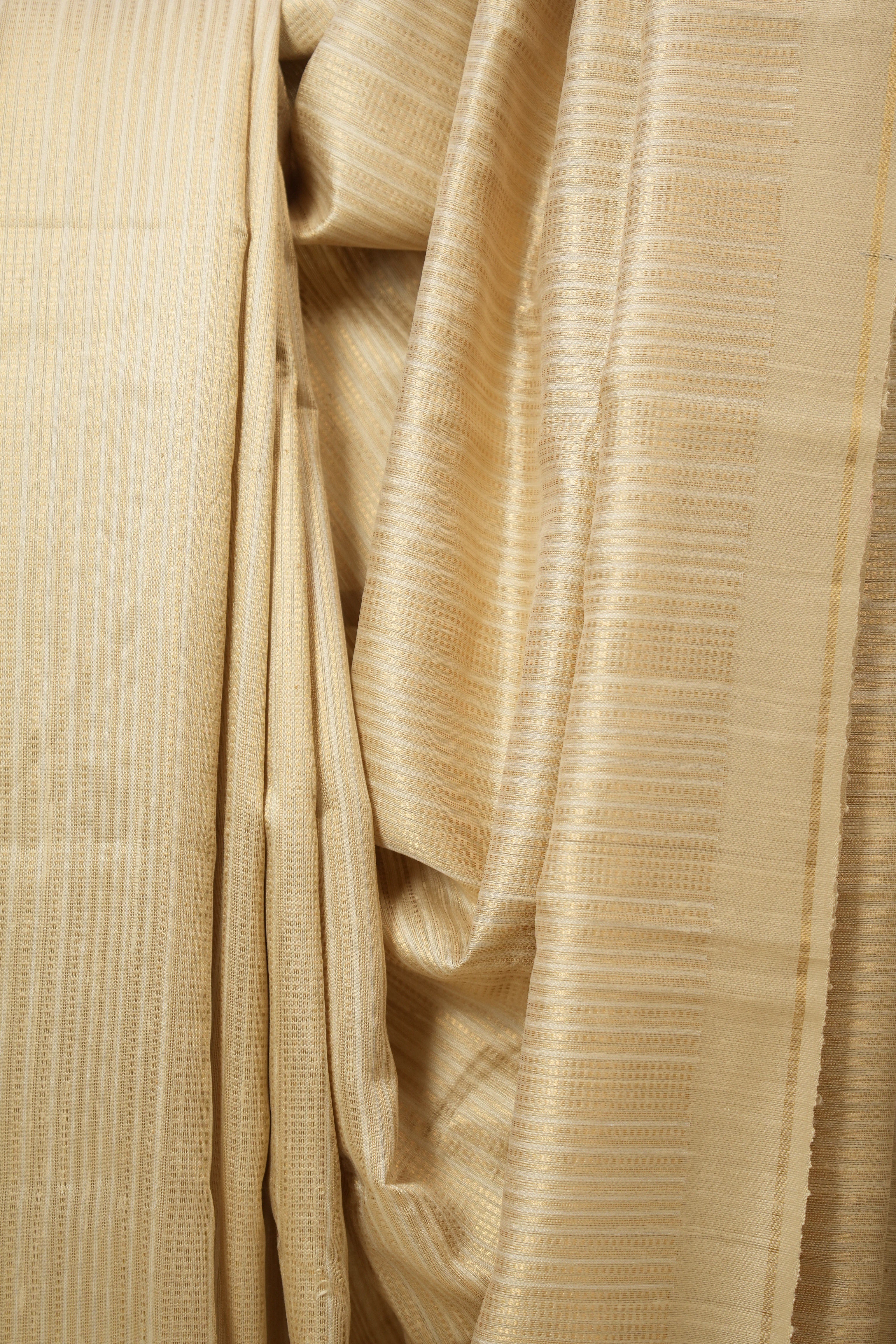 Cream Raw Silk Saree - SRCRSS966