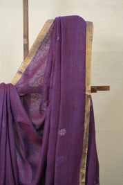 Purple Linen Jamdani Saree -SRPLJS480