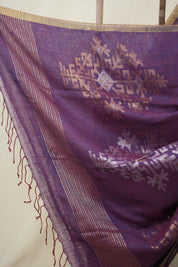 Purple Linen Jamdani Saree -SRPLJS480