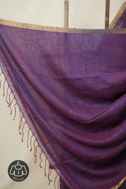 Purple Linen Jamdani Saree -SRPLJS480