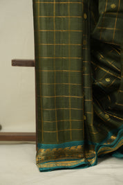 Moss Green Gadwal Cotton Silk Saree - SRMGGCSS202