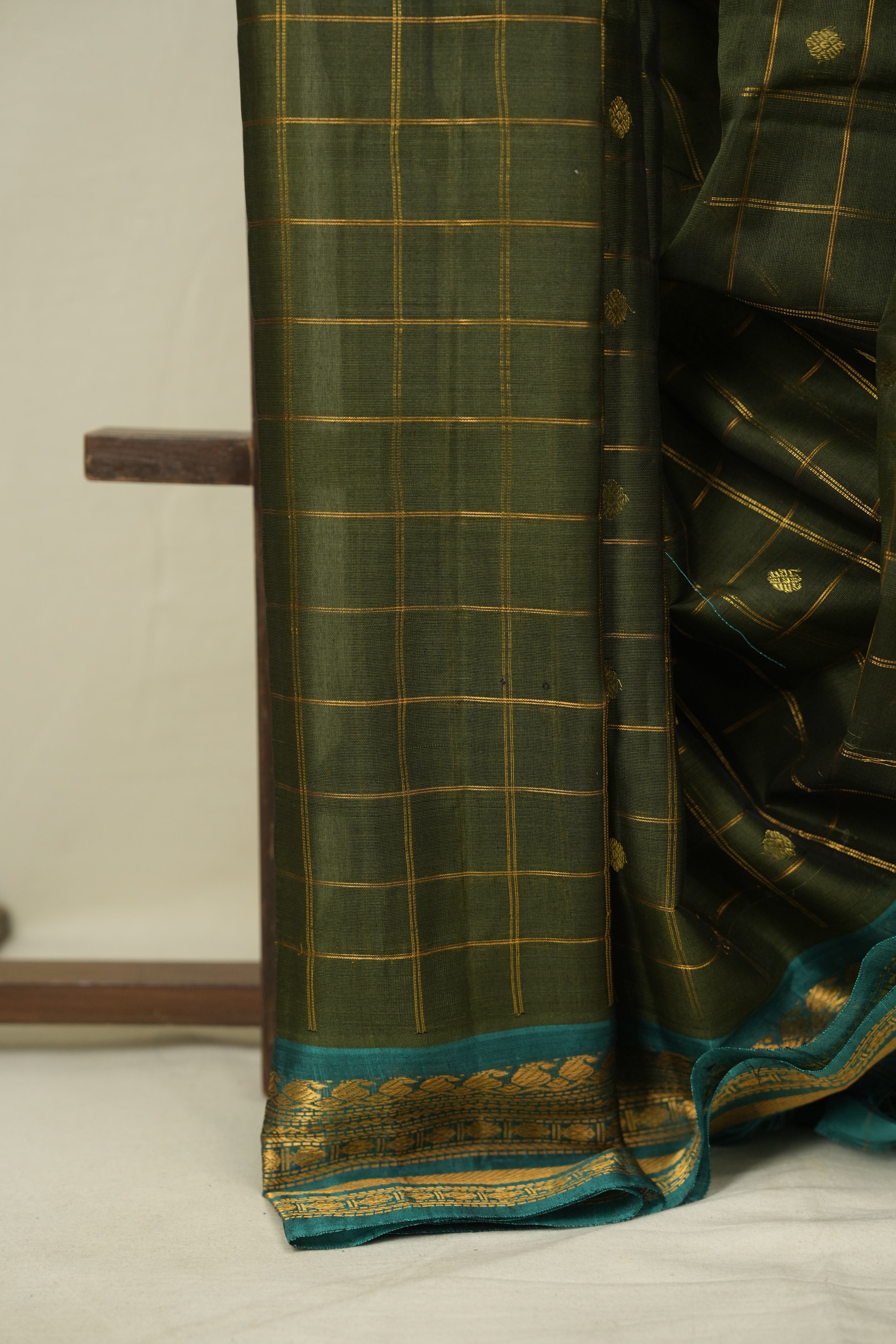 Moss Green Gadwal Cotton Silk Saree - SRMGGCSS202