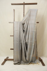 Ash Grey Raw Silk Saree - SRAGRSS967