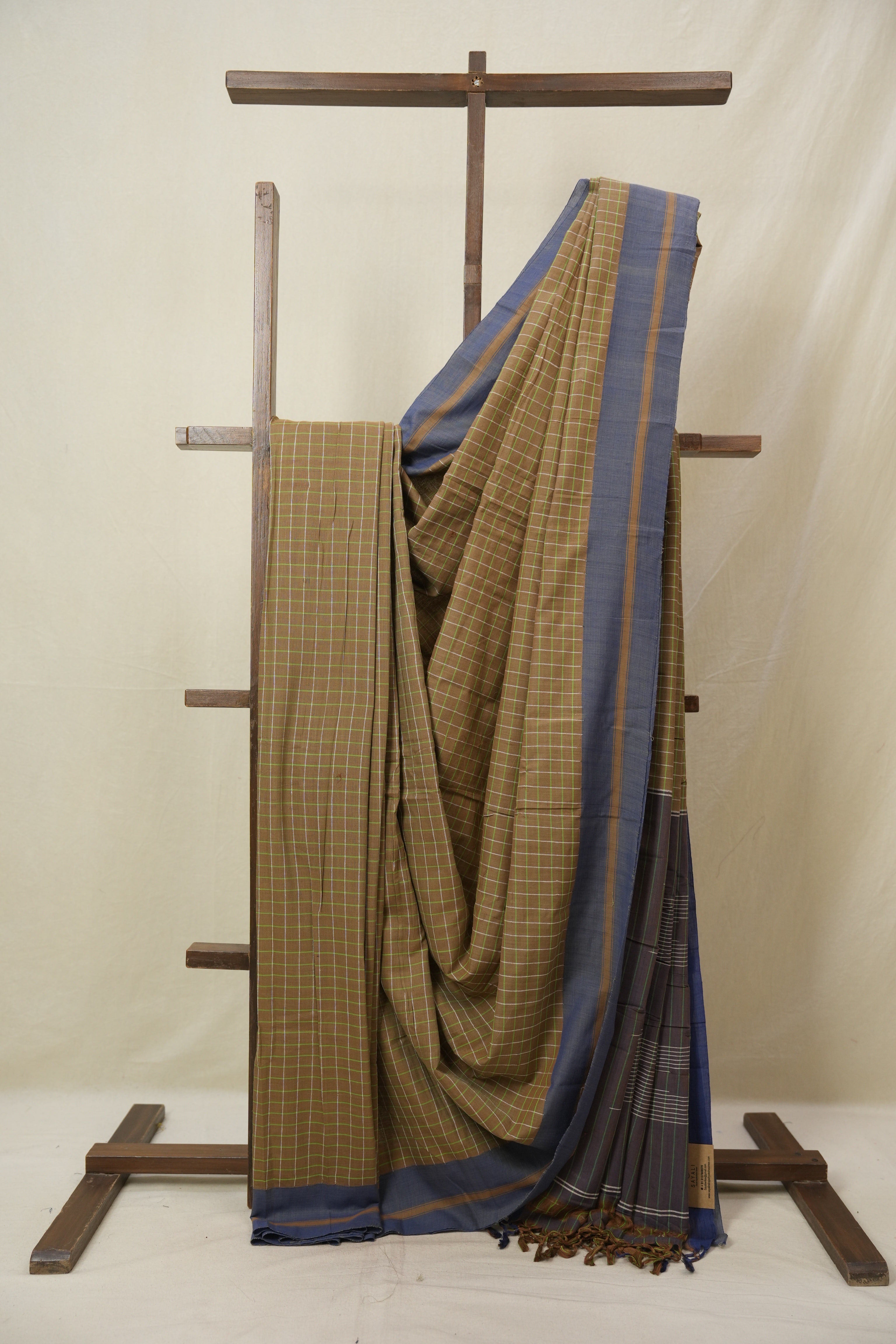 Brown Checks Cotton Ilkal Saree - SRBCCIS999