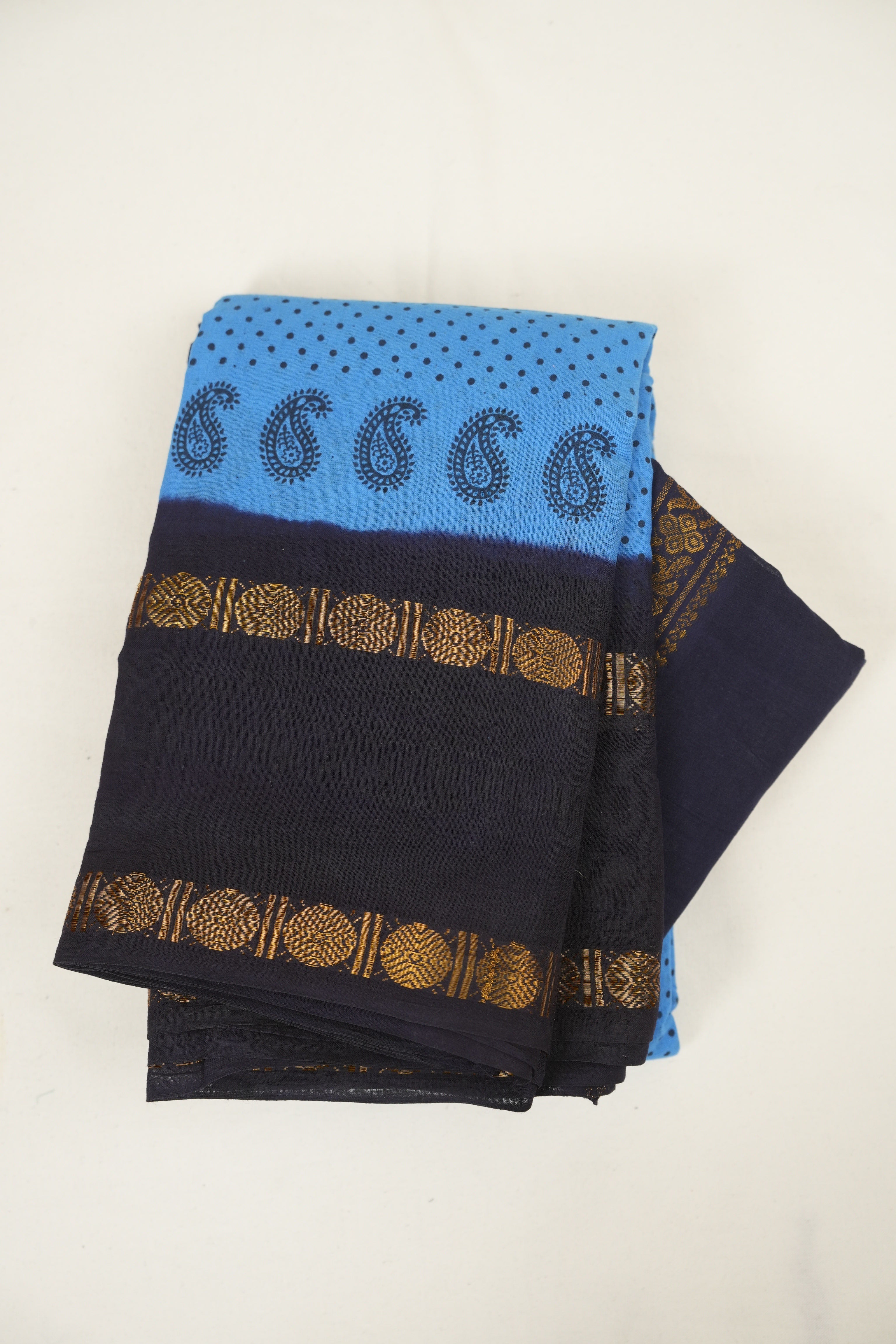 Blue Sungudi Cotton Saree - SRBSCS279