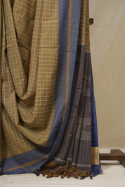 Brown Checks Cotton Ilkal Saree - SRBCCIS999