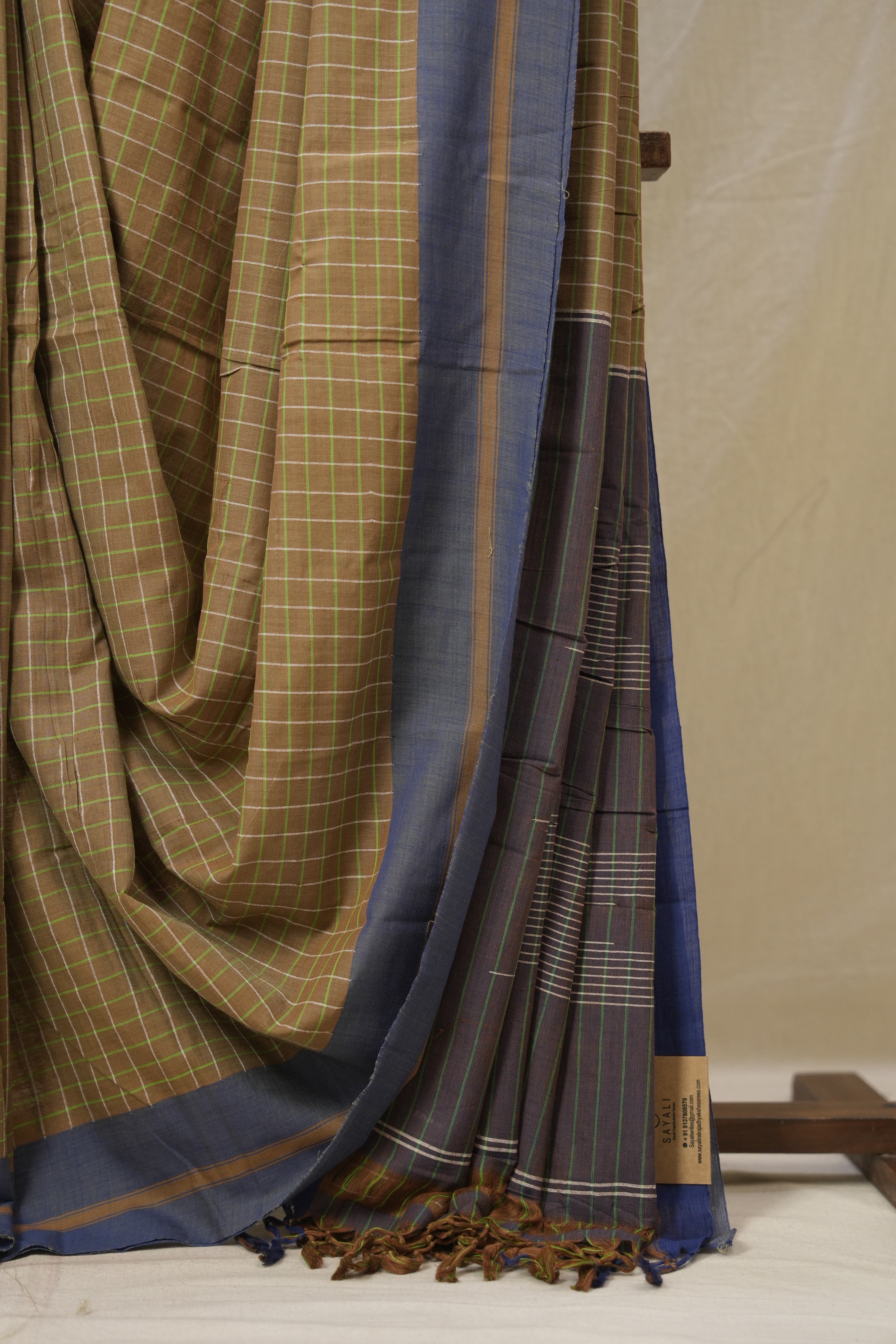 Brown Checks Cotton Ilkal Saree - SRBCCIS999