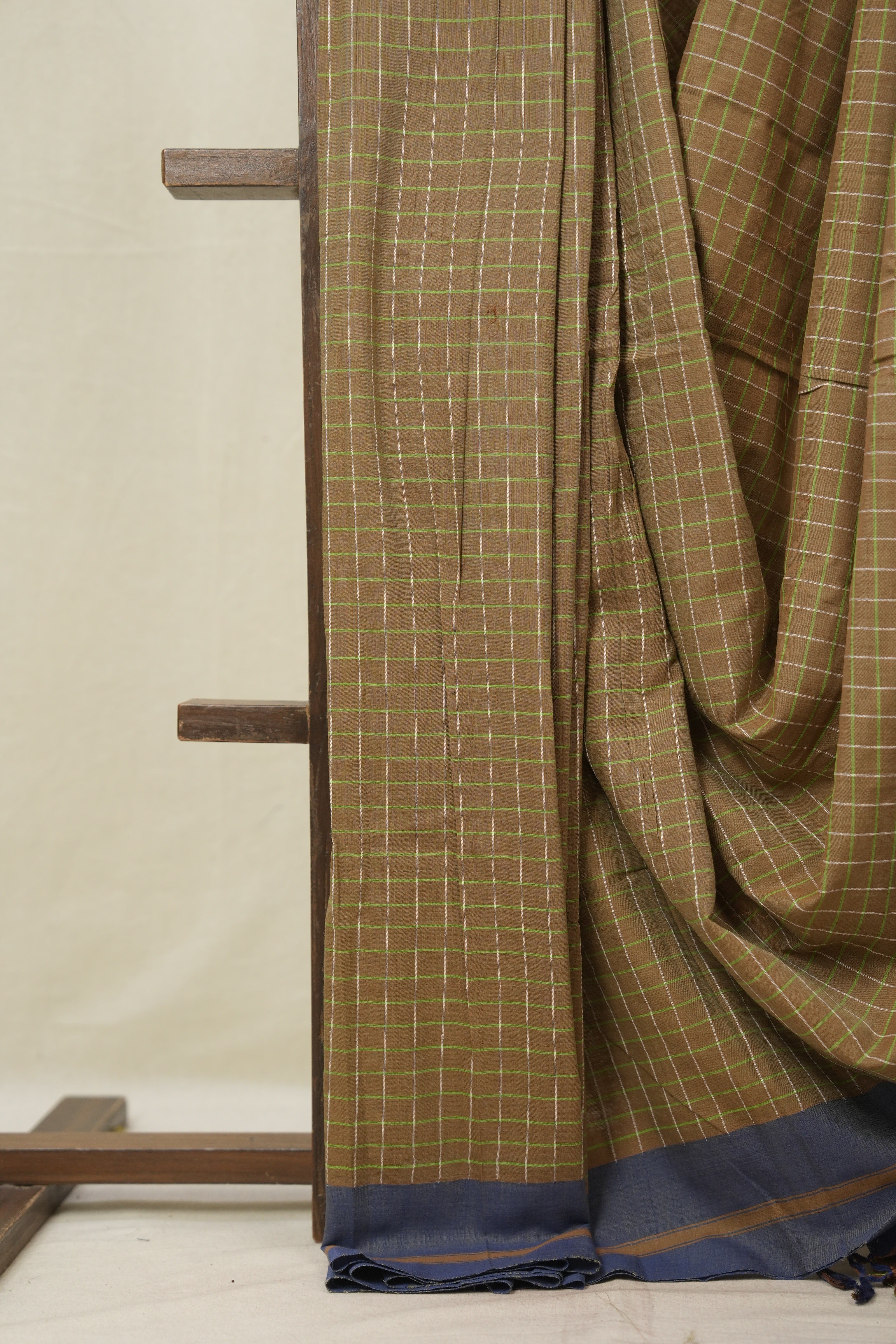 Brown Checks Cotton Ilkal Saree - SRBCCIS999