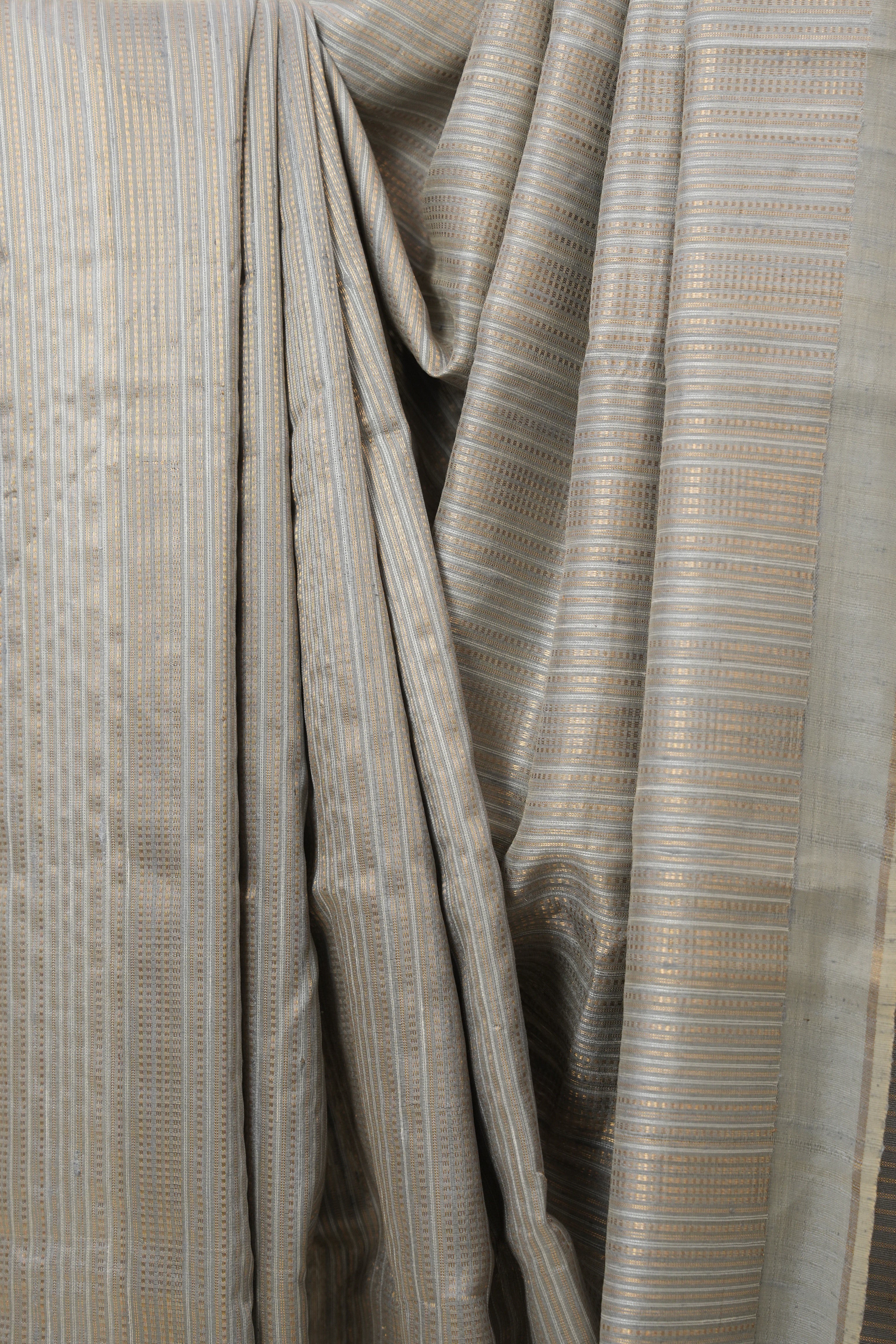 Ash Grey Raw Silk Saree - SRAGRSS967