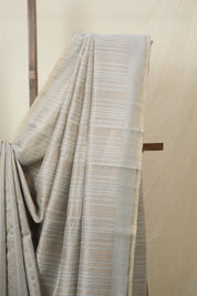 Ash Grey Raw Silk Saree - SRAGRSS967