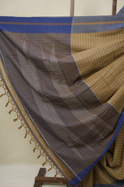 Brown Checks Cotton Ilkal Saree - SRBCCIS999
