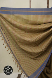 Brown Checks Cotton Ilkal Saree - SRBCCIS999