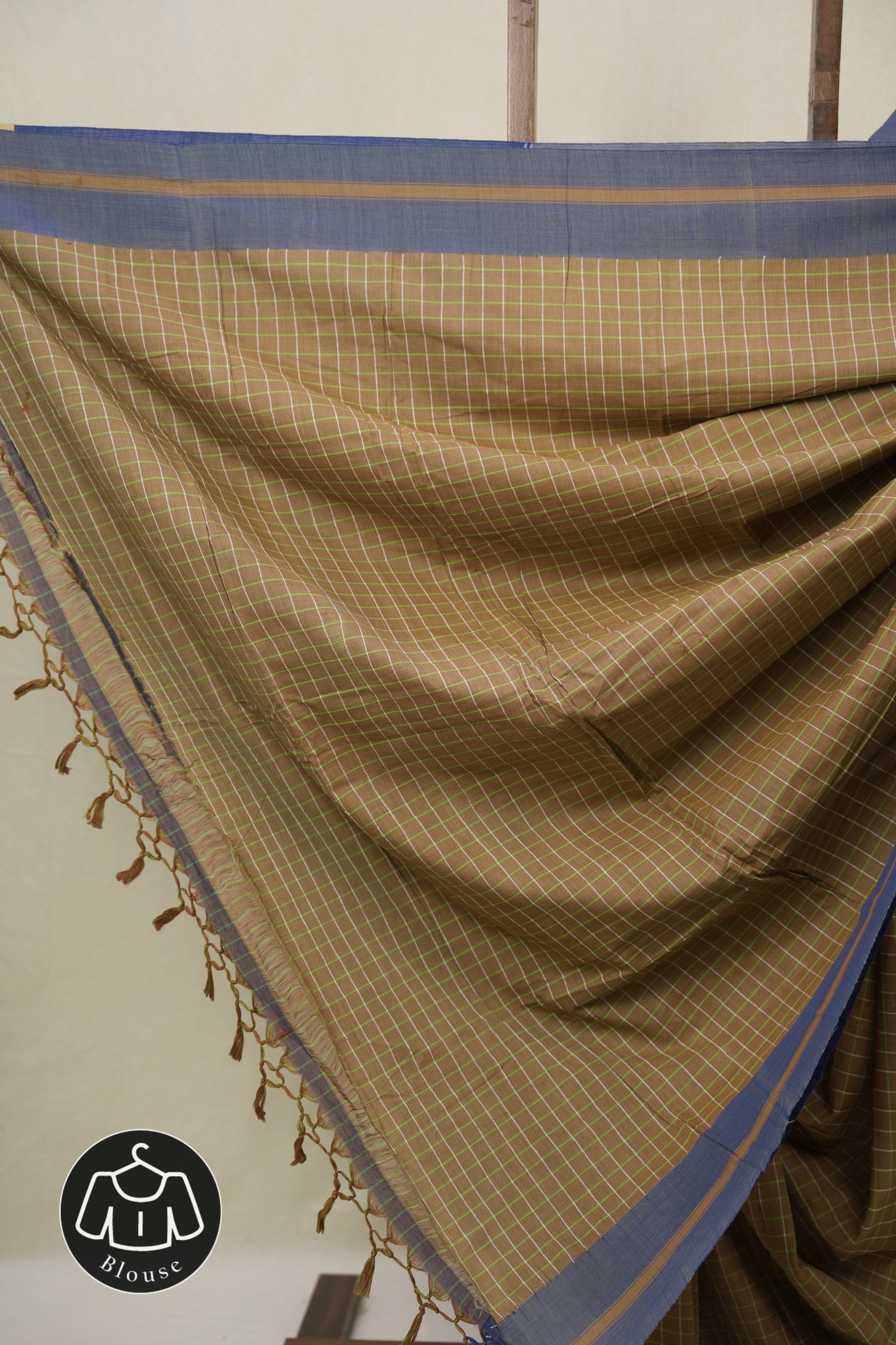 Brown Checks Cotton Ilkal Saree - SRBCCIS999
