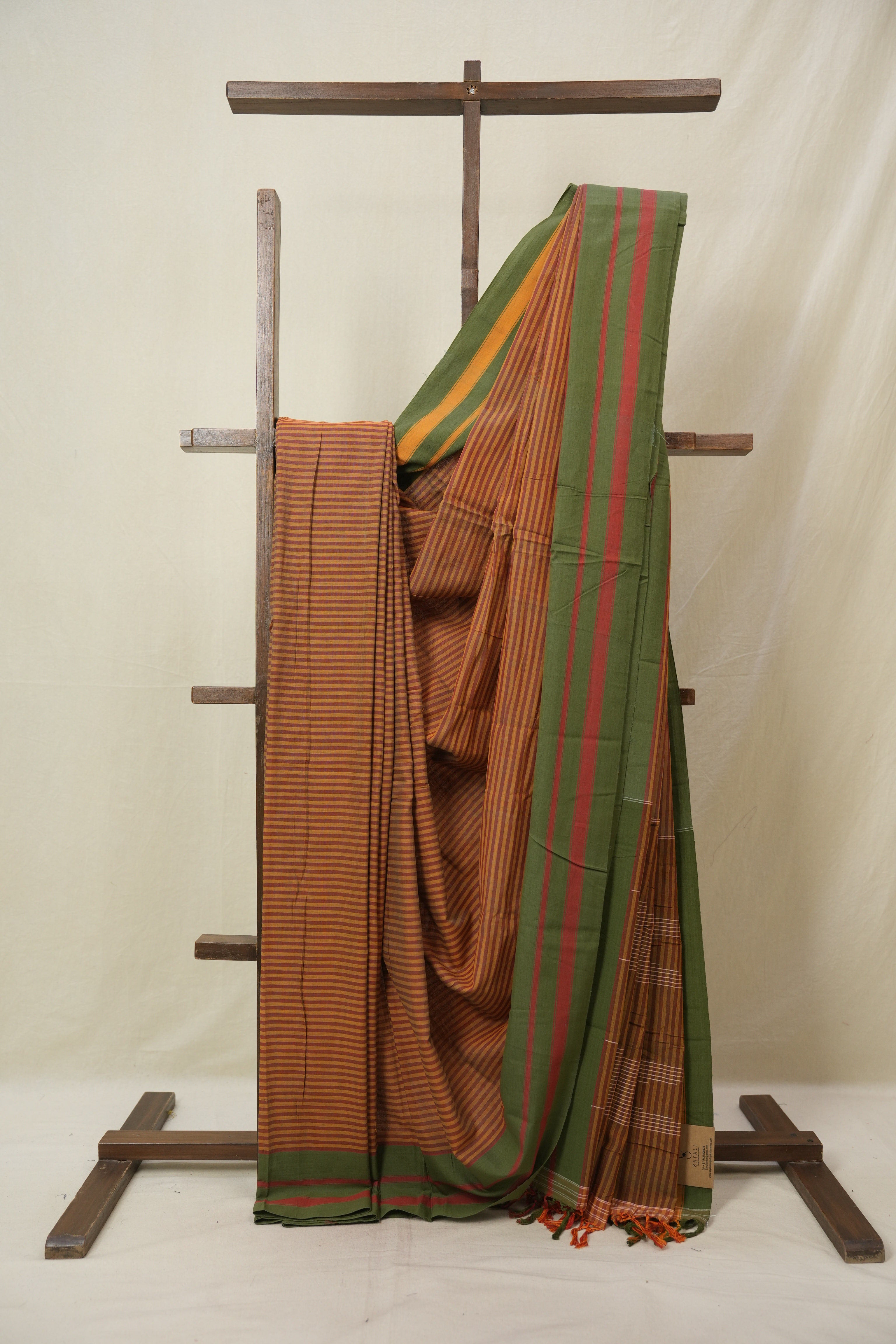 Mustard Stripes Cotton Ilkal Saree - SRMSCIS998