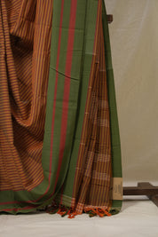 Mustard Stripes Cotton Ilkal Saree - SRMSCIS998
