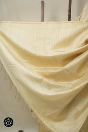 Cream Raw Silk Saree - SRCRSS968