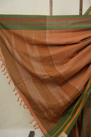 Mustard Stripes Cotton Ilkal Saree - SRMSCIS998