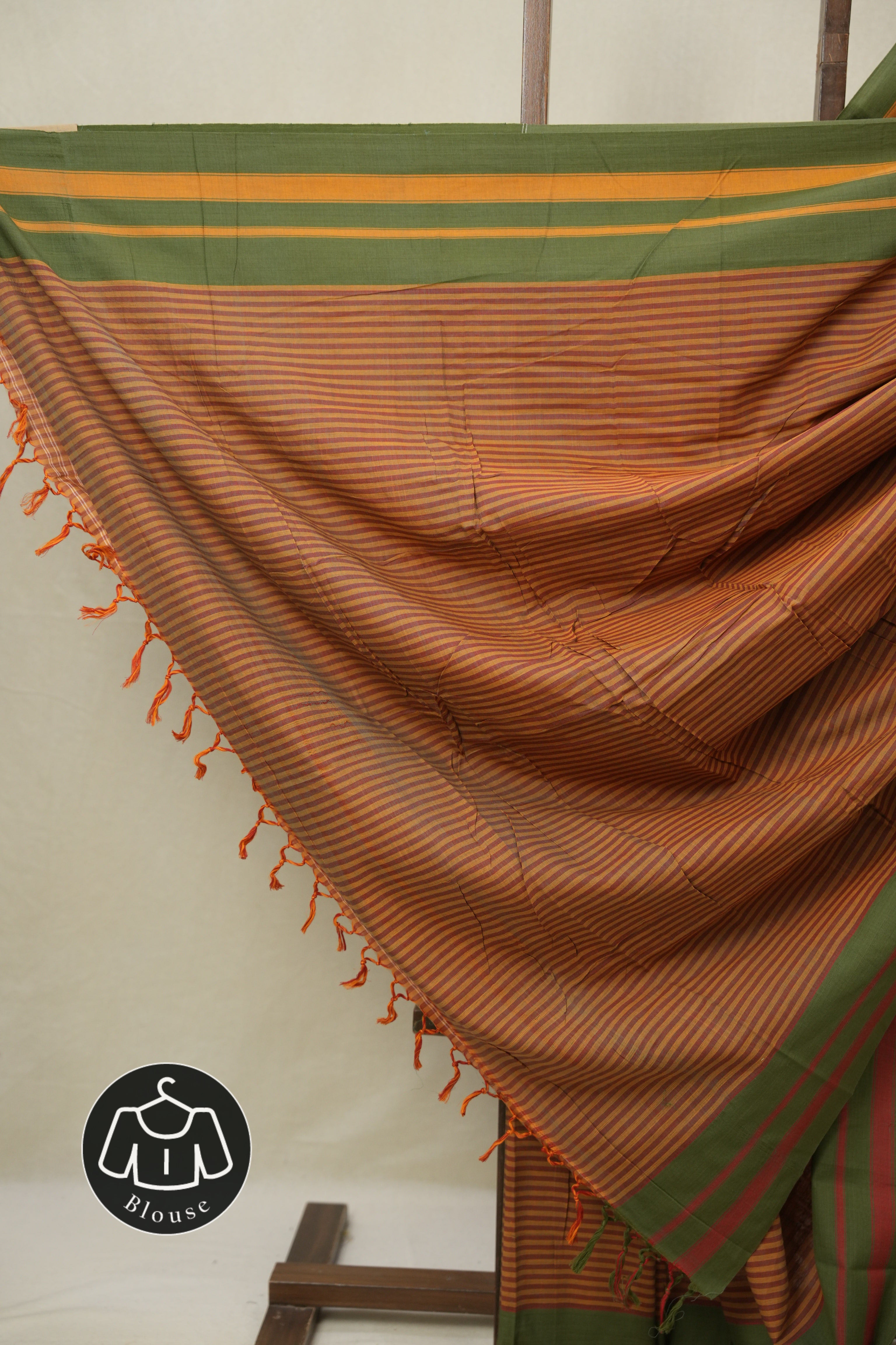 Mustard Stripes Cotton Ilkal Saree - SRMSCIS998