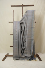 Ash Blue Raw Silk Saree - SRABRSS969