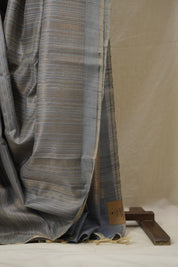 Ash Blue Raw Silk Saree - SRABRSS969