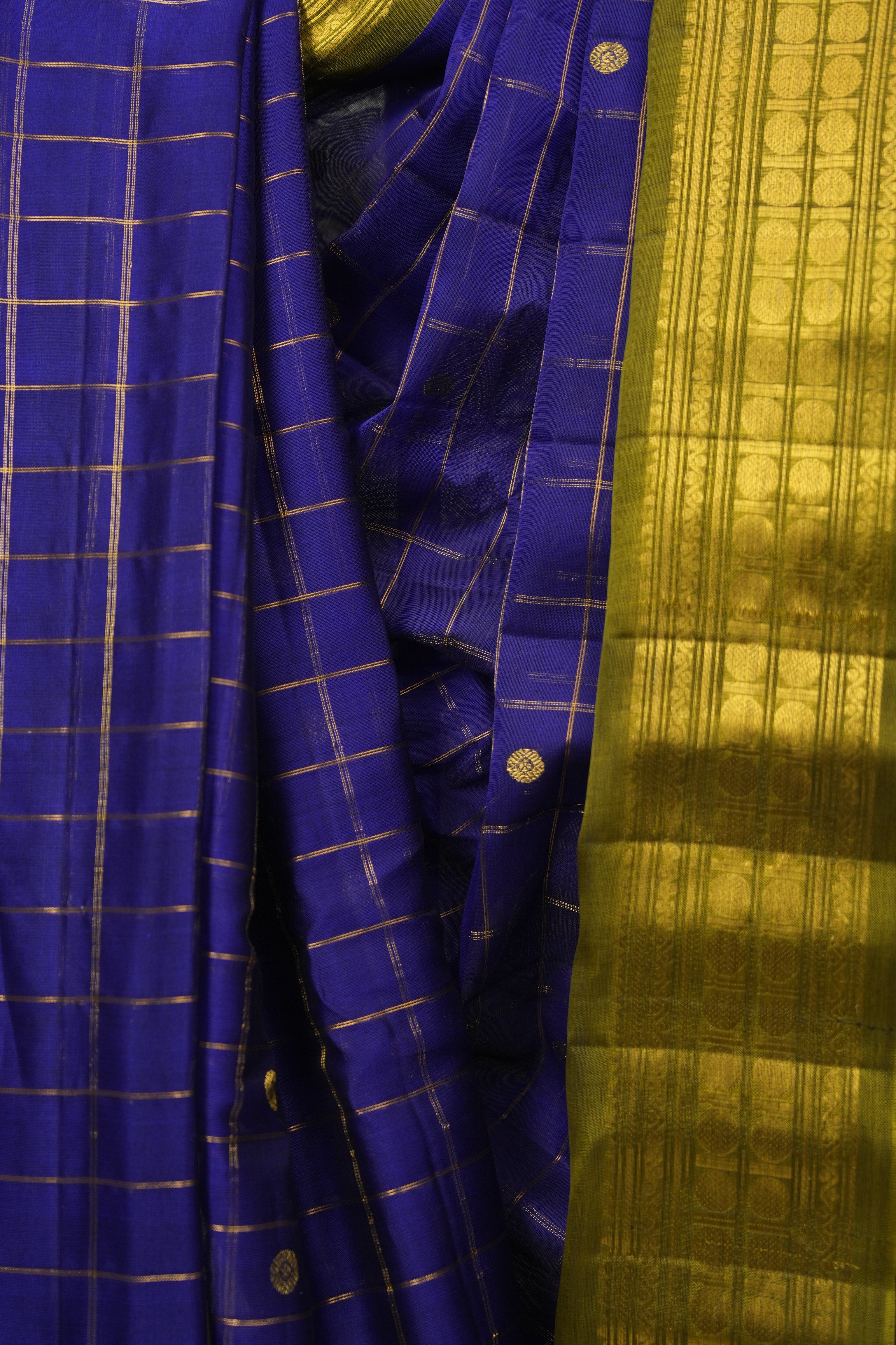 Royal Blue Gadwal Cotton Silk Saree - SRRBCGSS205
