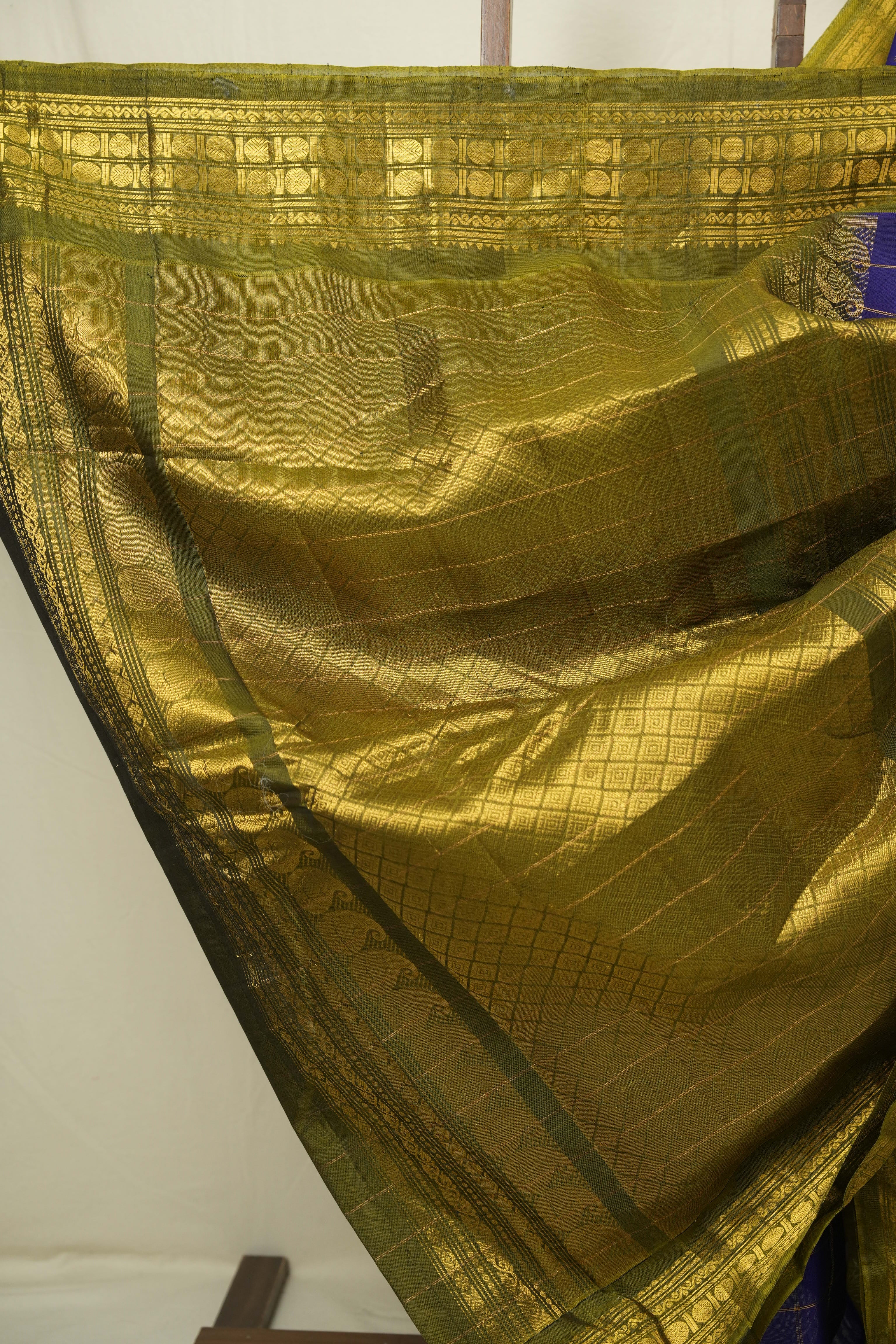 Royal Blue Gadwal Cotton Silk Saree - SRRBCGSS205