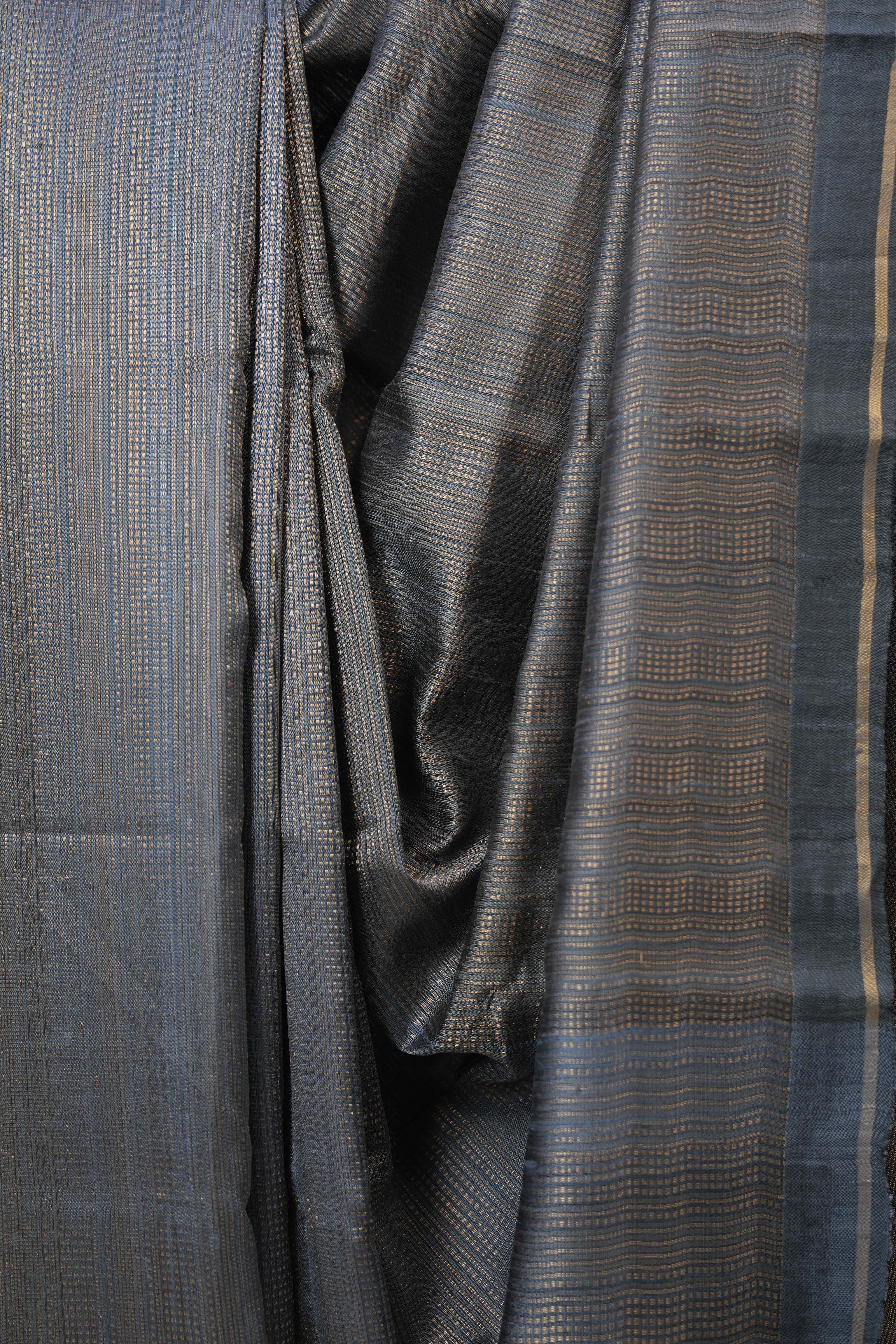 Metallic Blue Raw Silk Saree - SRMBRSS970