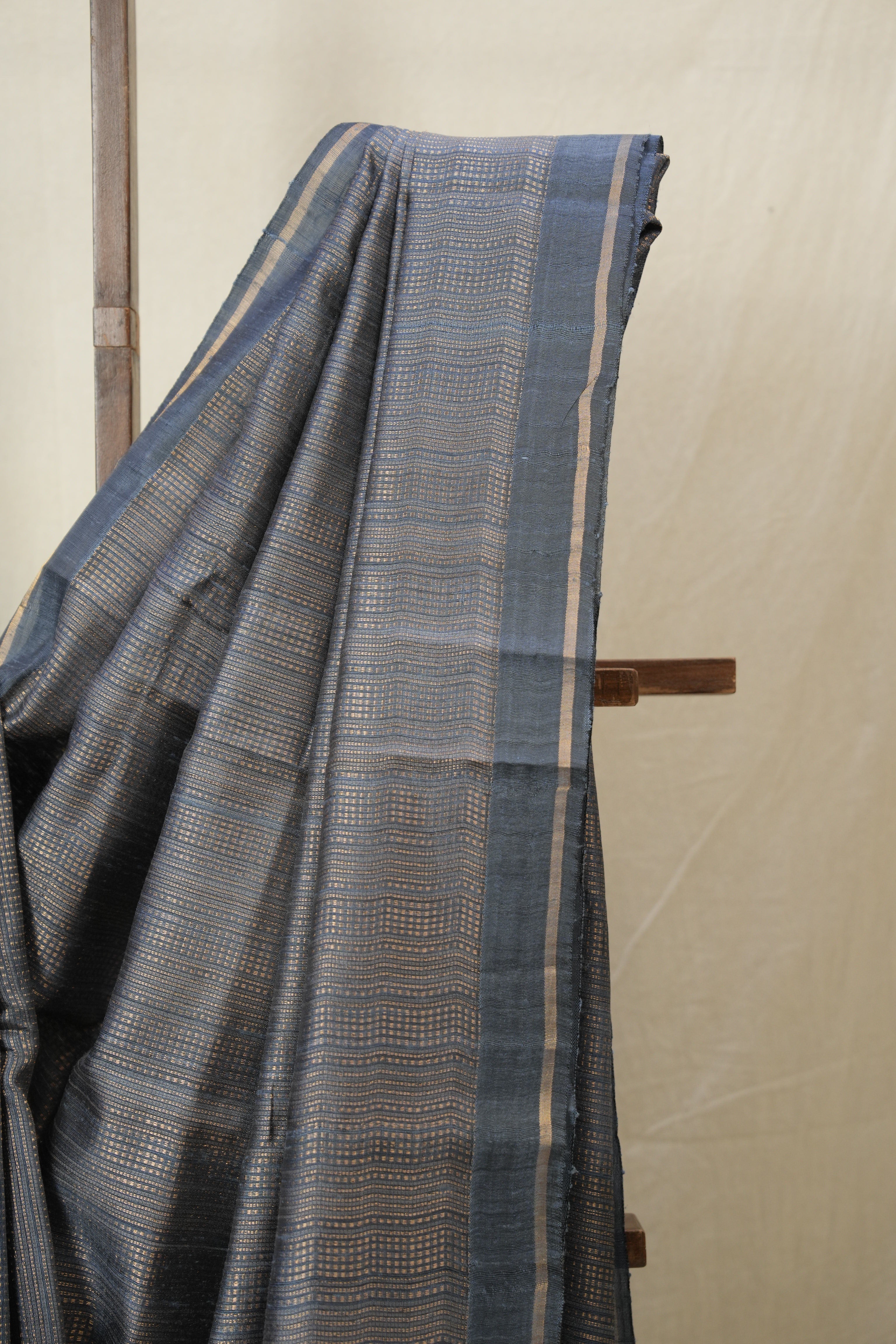 Metallic Blue Raw Silk Saree - SRMBRSS970