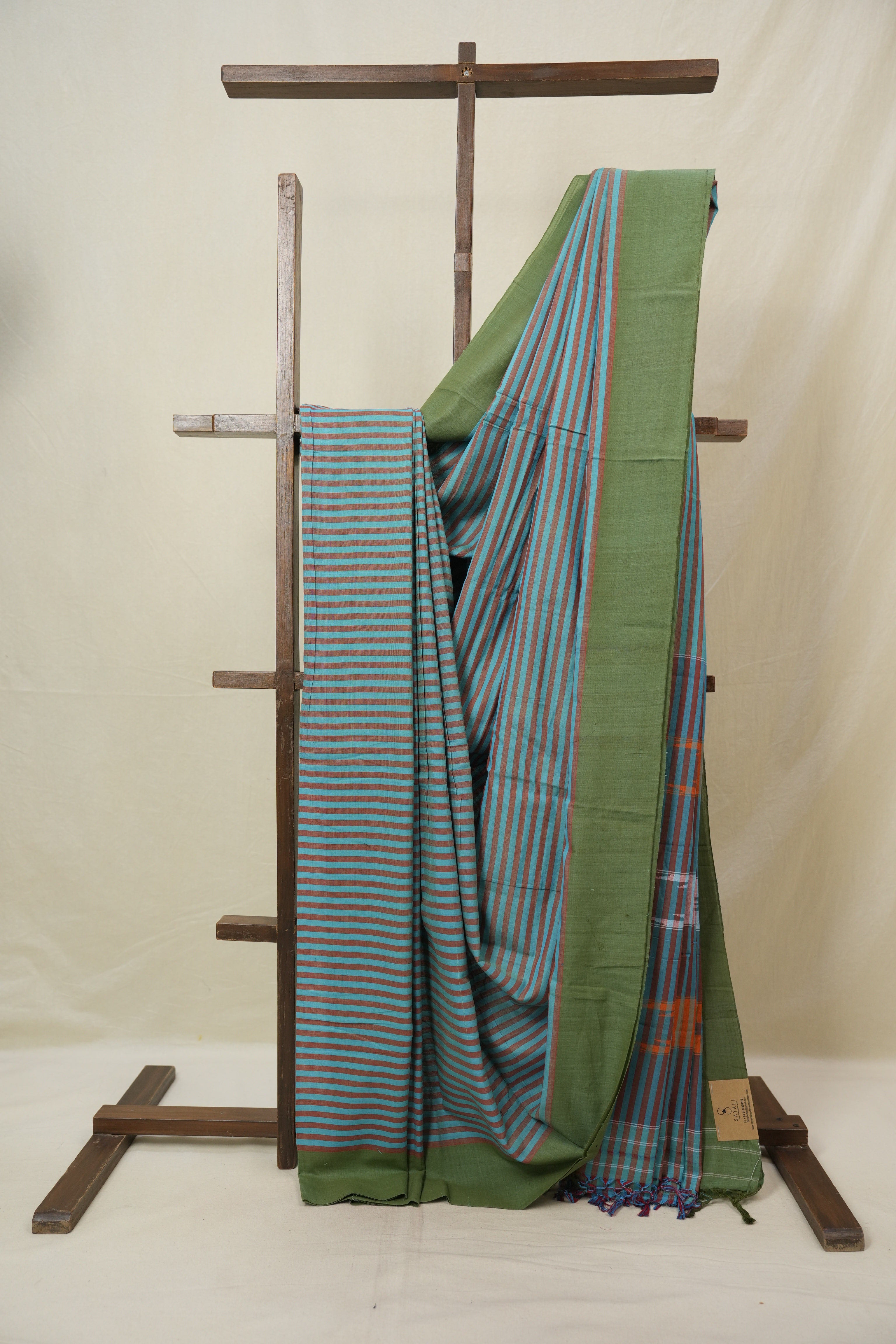 Turquoise Blue Cotton Ilkal Saree - SRTBCIS971