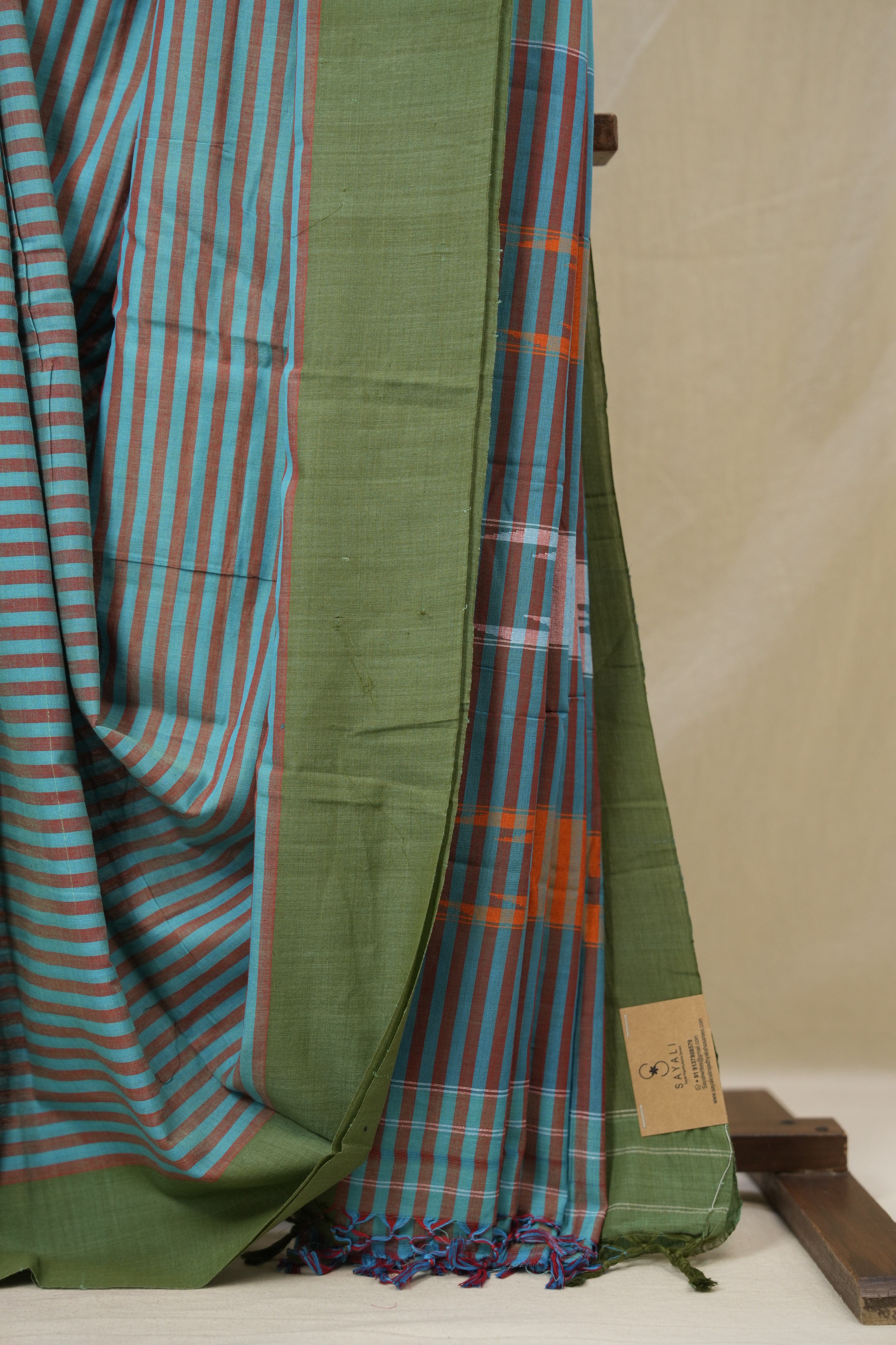 Turquoise Blue Cotton Ilkal Saree - SRTBCIS971