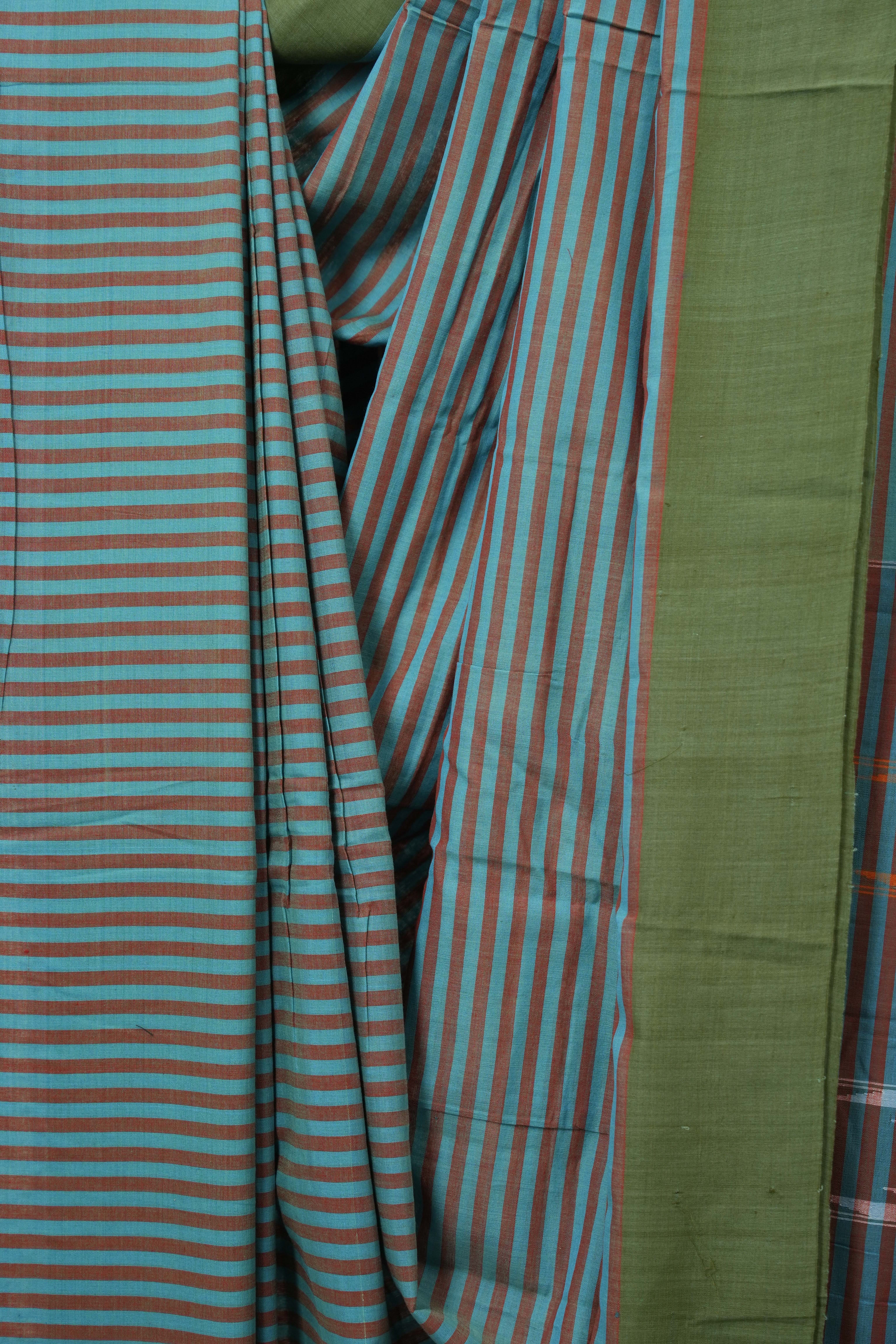 Turquoise Blue Cotton Ilkal Saree - SRTBCIS971