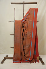 Copper Brown Cotton Ilkal Saree - SRCBCIS970