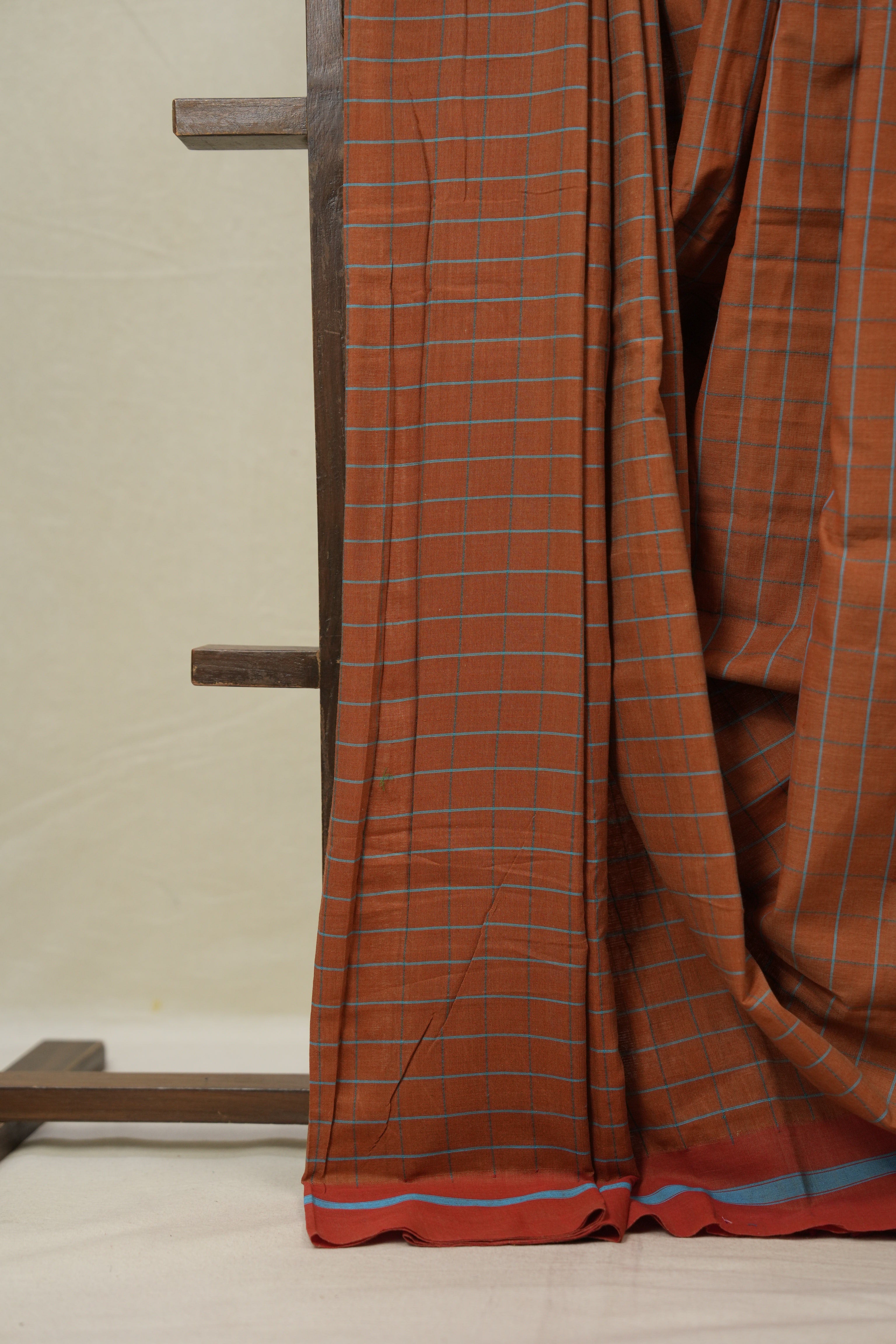 Copper Brown Cotton Ilkal Saree - SRCBCIS970