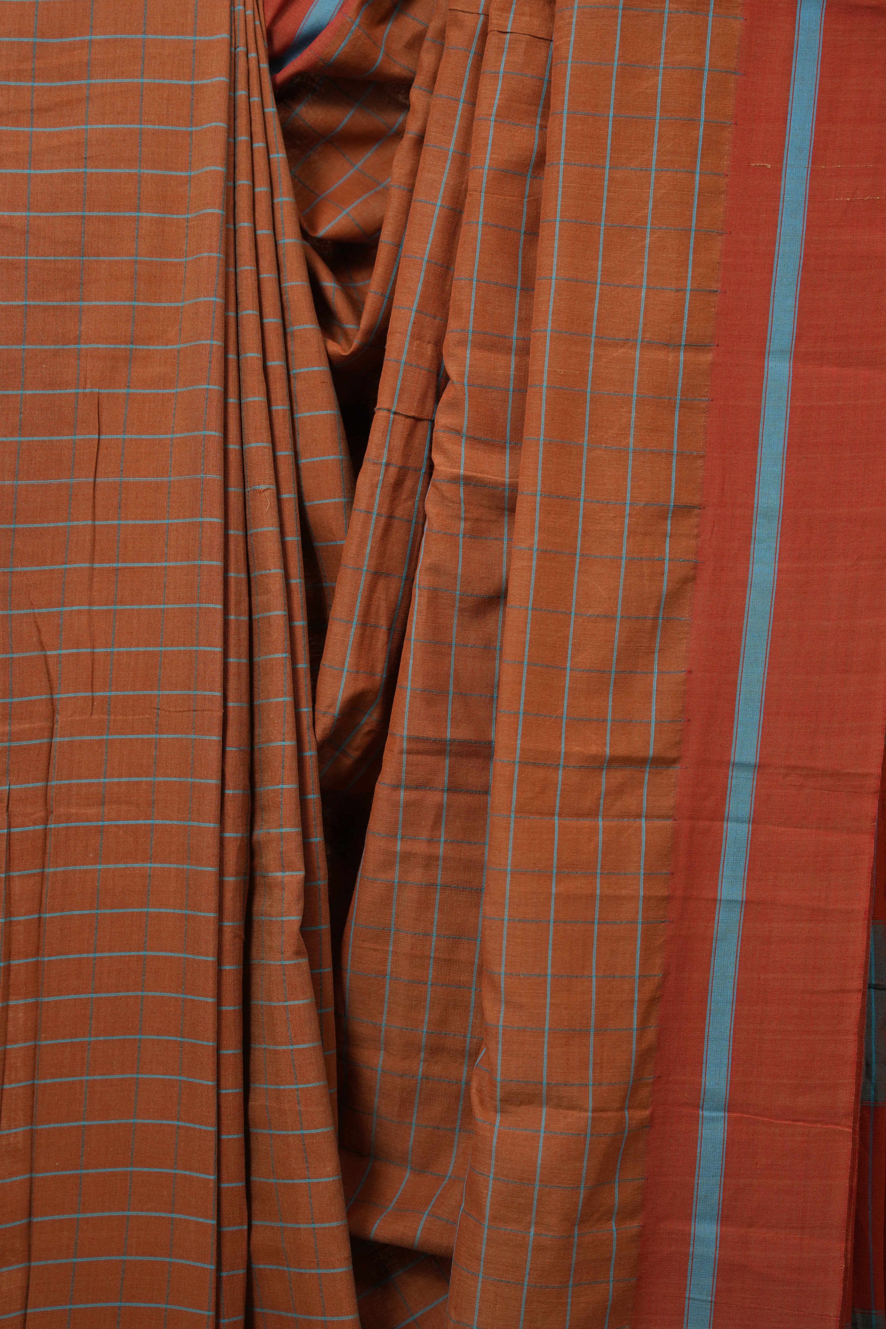 Copper Brown Cotton Ilkal Saree - SRCBCIS970