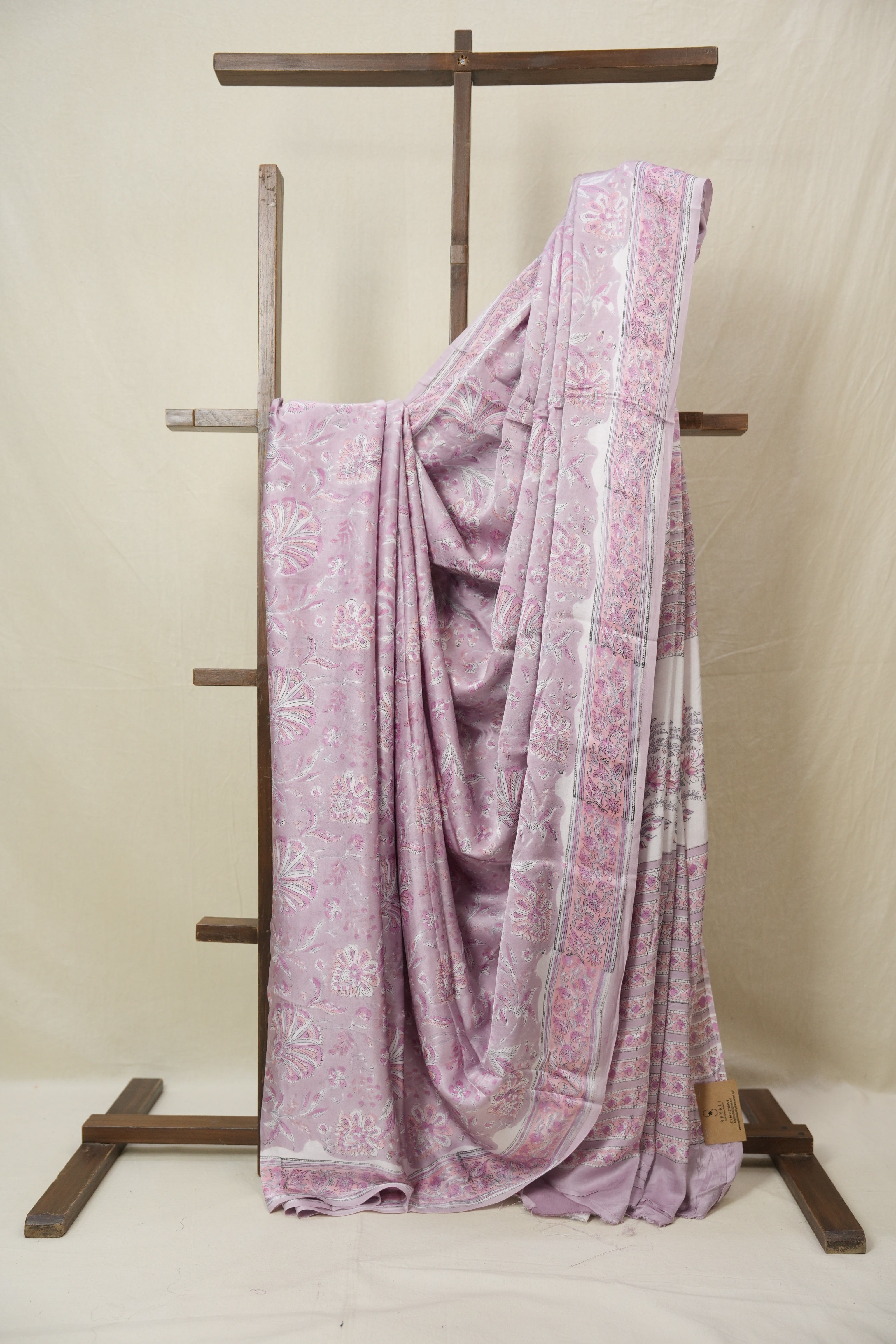 Pink Floral Print  HBP Modal Silk Saree - SRPMSS562