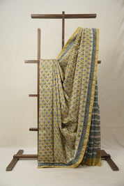 Olive Green HBP Cotton Silk Saree With Chanderi Border - SROGCSS1435