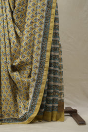 Olive Green HBP Cotton Silk Saree With Chanderi Border - SROGCSS1435