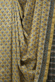 Olive Green HBP Cotton Silk Saree With Chanderi Border - SROGCSS1435